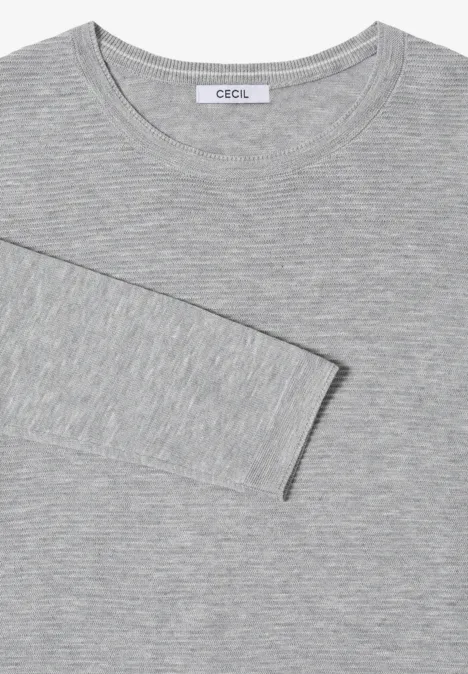 Rundhals Strukturpullover heather silver chalk melange