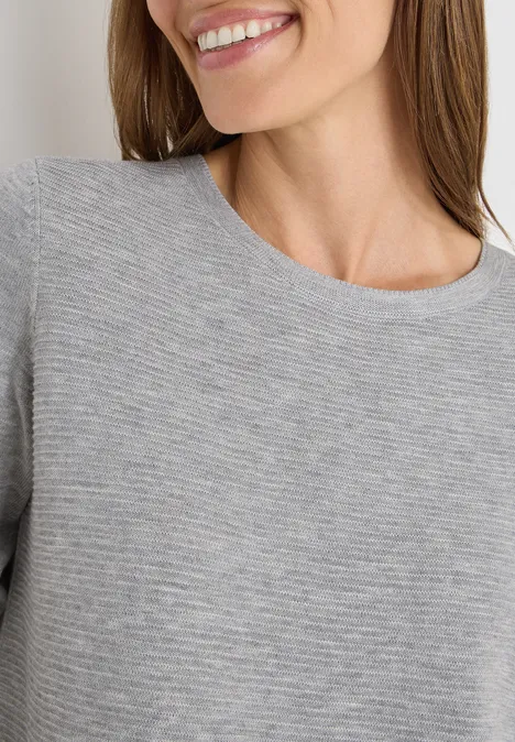 Rundhals Strukturpullover heather silver chalk melange