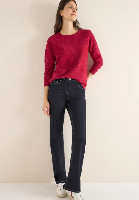 Rundhals Strukturpullover beaujolais red heather mel.