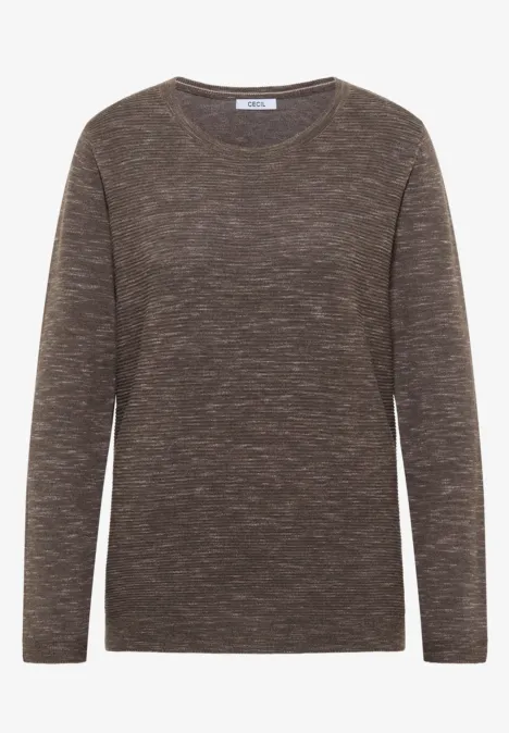 Rundhals Strukturpullover mushroom taupe heather mel.
