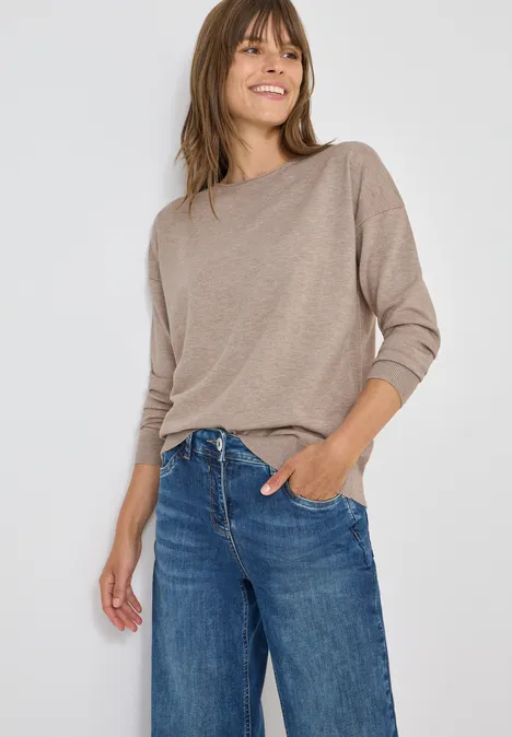 Pullover mit Strukturdetail toffee cream melange