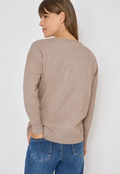 Pullover mit Strukturdetail toffee cream melange