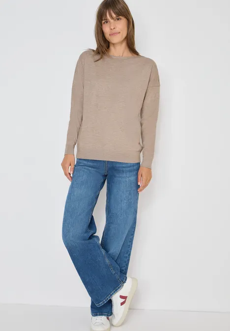 Pullover mit Strukturdetail toffee cream melange