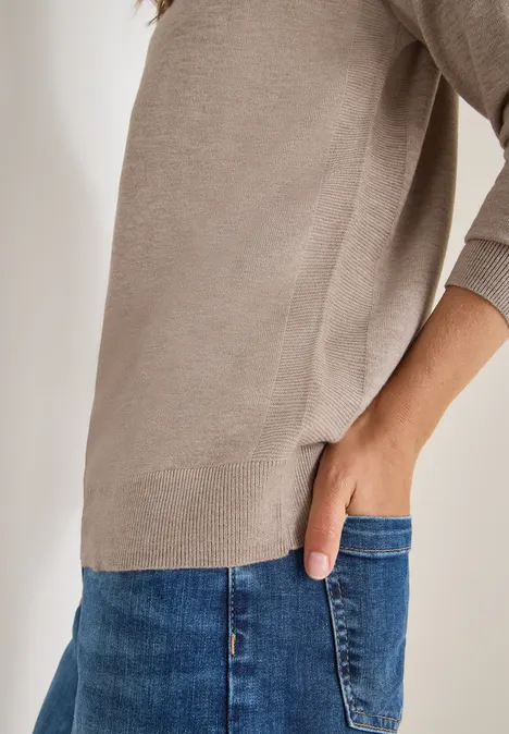 Pullover mit Strukturdetail toffee cream melange