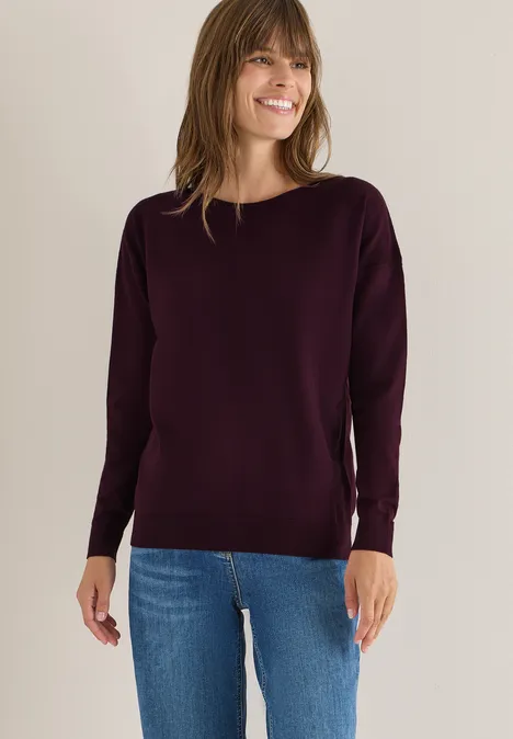 Pullover mit Strukturdetail eggplant red