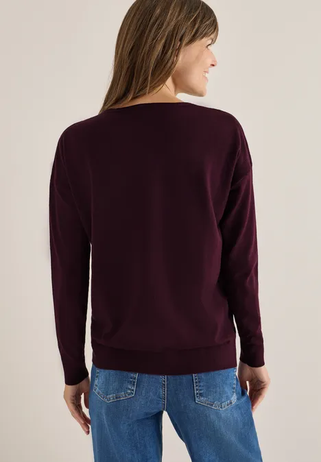 Pullover mit Strukturdetail eggplant red