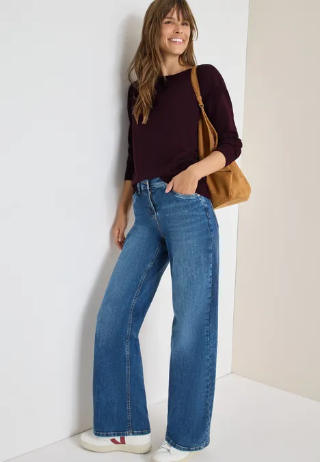 Pullover mit Strukturdetail eggplant red