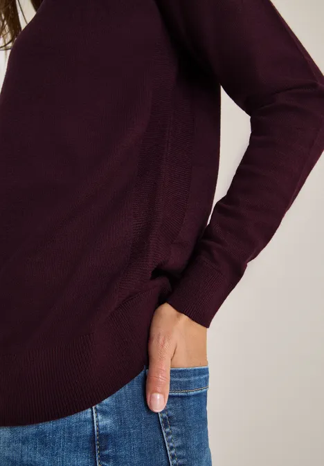 Pullover mit Strukturdetail eggplant red