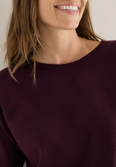 Pullover mit Strukturdetail eggplant red