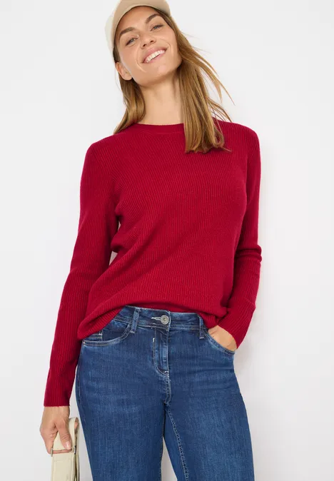 Pullover mit Strukturdetails beaujolais red