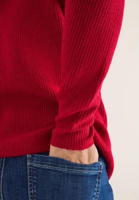 Pullover mit Strukturdetails beaujolais red