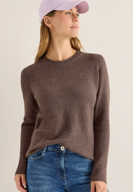 Pullover mit Strukturdetails mushroom taupe melange