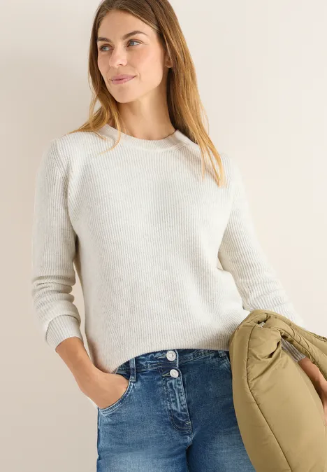 Pullover mit Strukturdetails eggshell melange