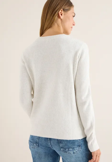 Pullover mit Strukturdetails eggshell melange