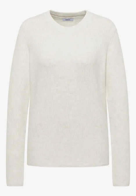 Pullover mit Strukturdetails eggshell melange