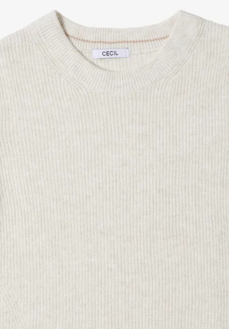Pullover mit Strukturdetails eggshell melange