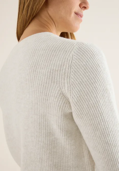 Pullover mit Strukturdetails eggshell melange