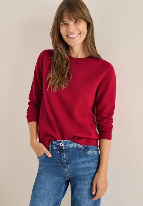 Softer Rundhals Pullover beaujolais red