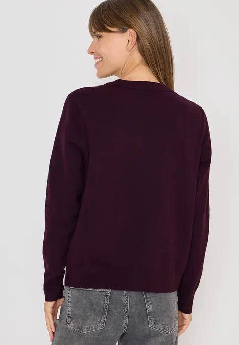 Softer Rundhals Pullover eggplant red