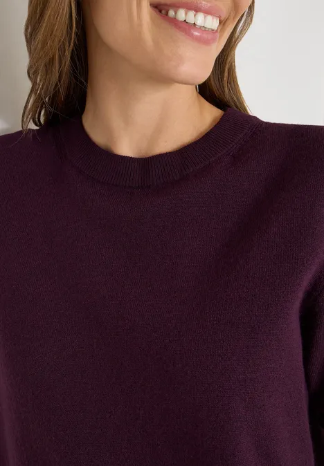 Softer Rundhals Pullover eggplant red