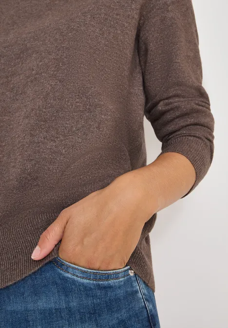 Softer Rundhals Pullover mushroom taupe melange