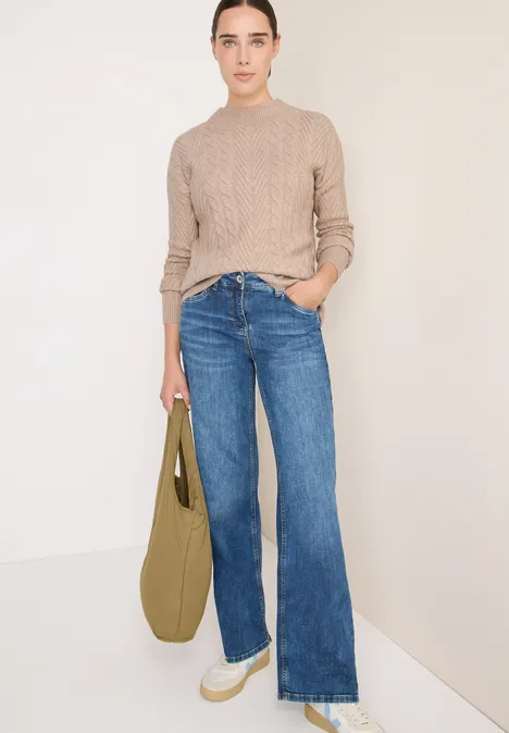 Pullover mit Zopfmuster sandalwood beige melange