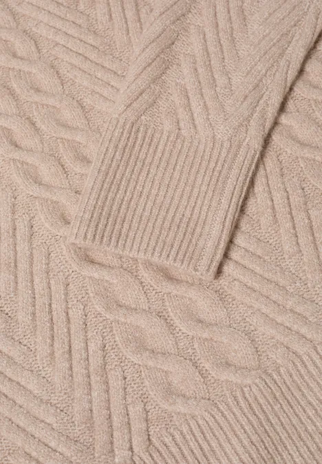 Pullover mit Zopfmuster sandalwood beige melange