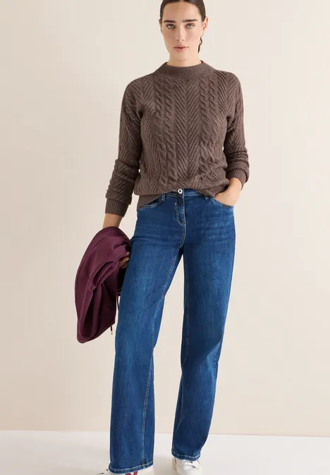 Pullover mit Zopfmuster mushroom taupe melange