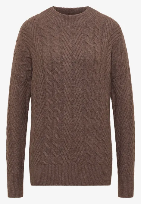Pullover mit Zopfmuster mushroom taupe melange