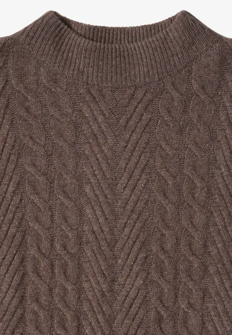Pullover mit Zopfmuster mushroom taupe melange