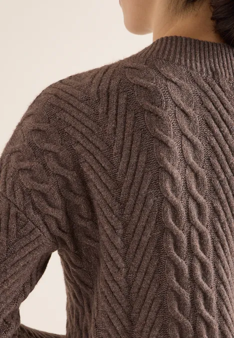 Pullover mit Zopfmuster mushroom taupe melange