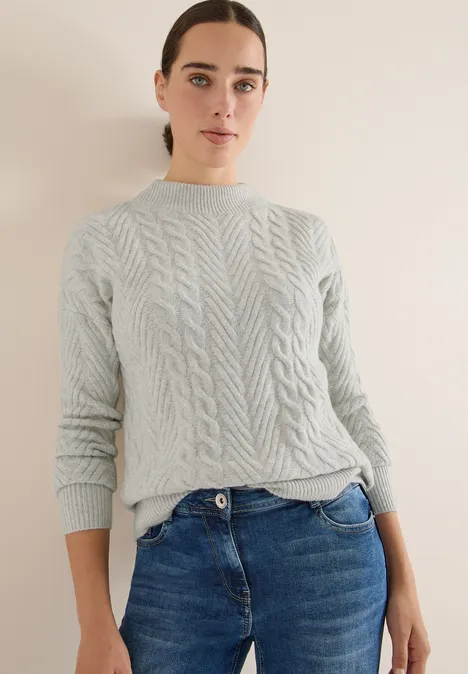 Pullover mit Zopfmuster metal grey melange