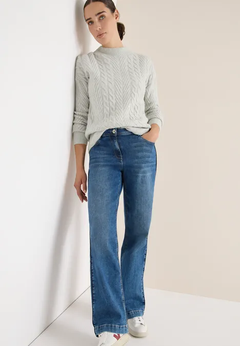 Pullover mit Zopfmuster metal grey melange