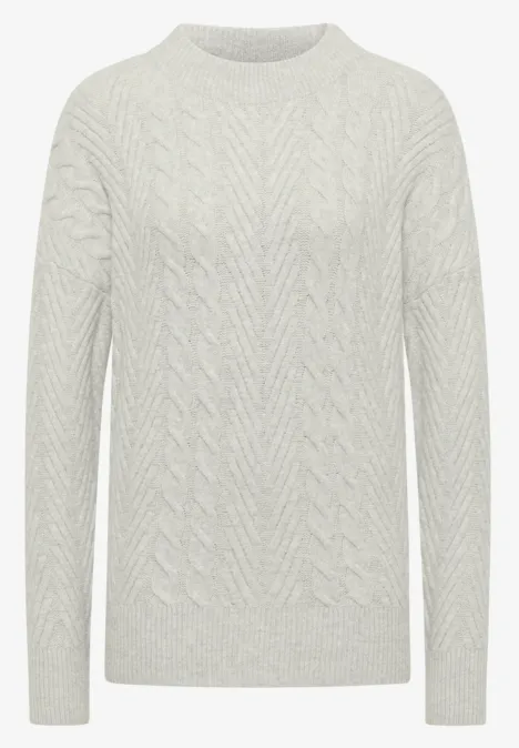Pullover mit Zopfmuster metal grey melange