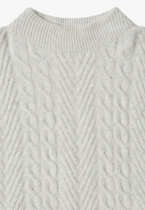 Pullover mit Zopfmuster metal grey melange