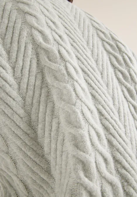 Pullover mit Zopfmuster metal grey melange