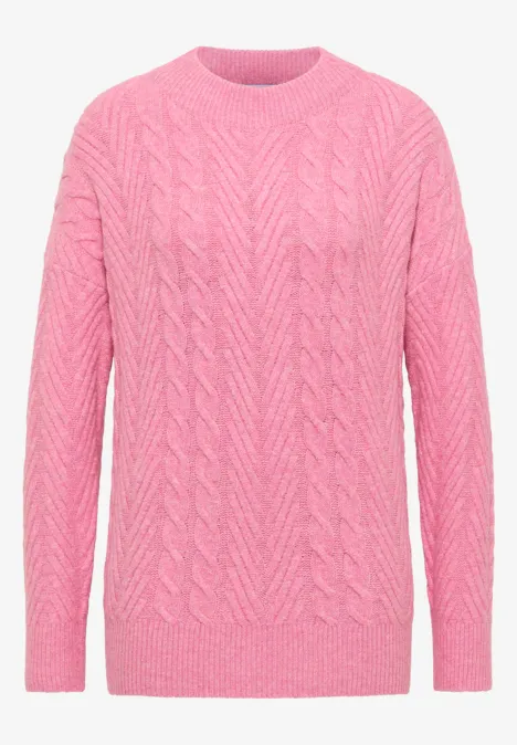 Pullover mit Zopfmuster dark blossom melange