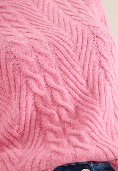 Pullover mit Zopfmuster dark blossom melange