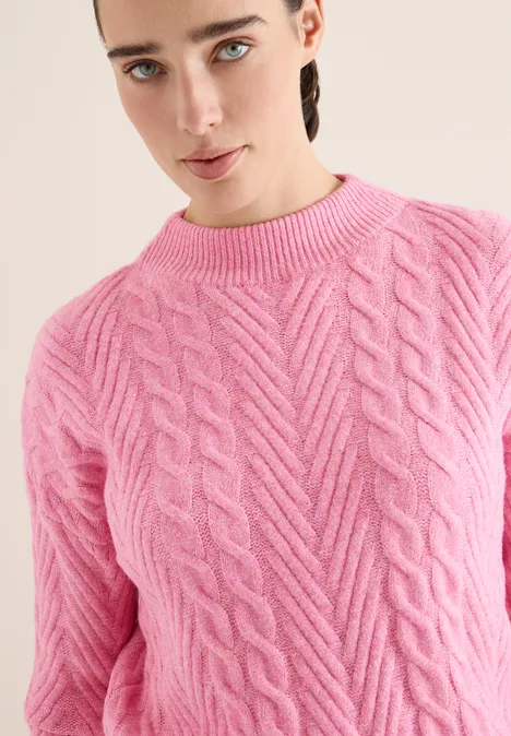 Pullover mit Zopfmuster dark blossom melange
