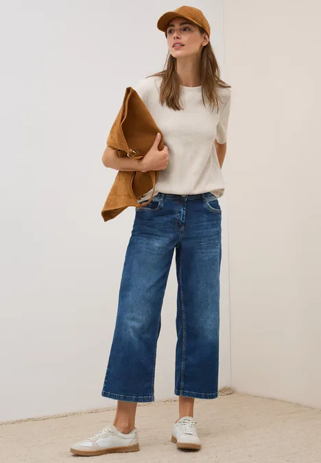 Kurzarmsweatshirt light beige melange