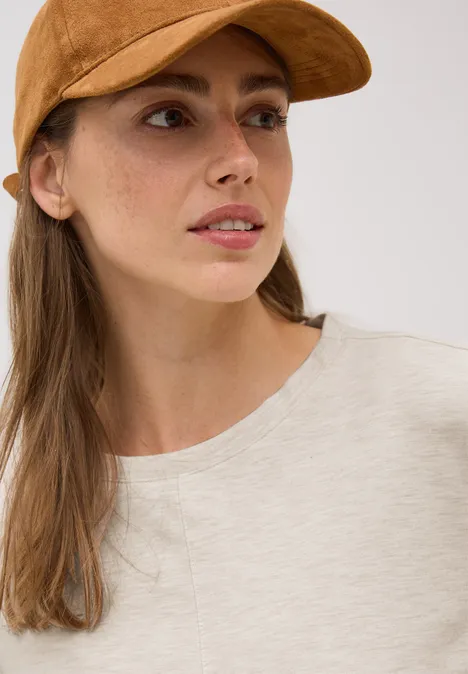 Kurzarmsweatshirt light beige melange