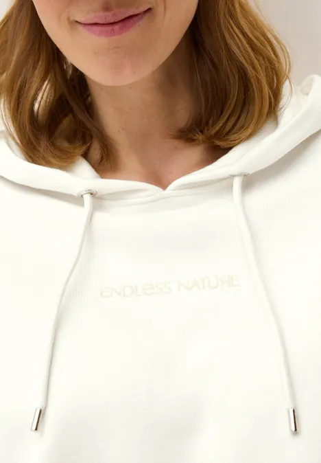 Kurzarmsweatshirt mit Kapuze vanilla white
