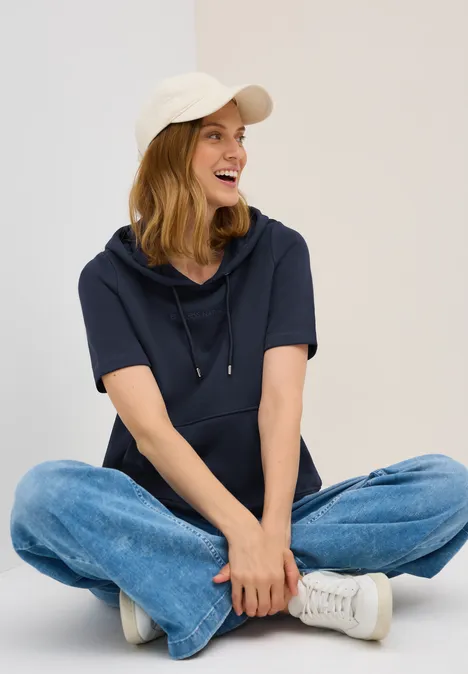 Kurzarmsweatshirt mit Kapuze urban dark blue