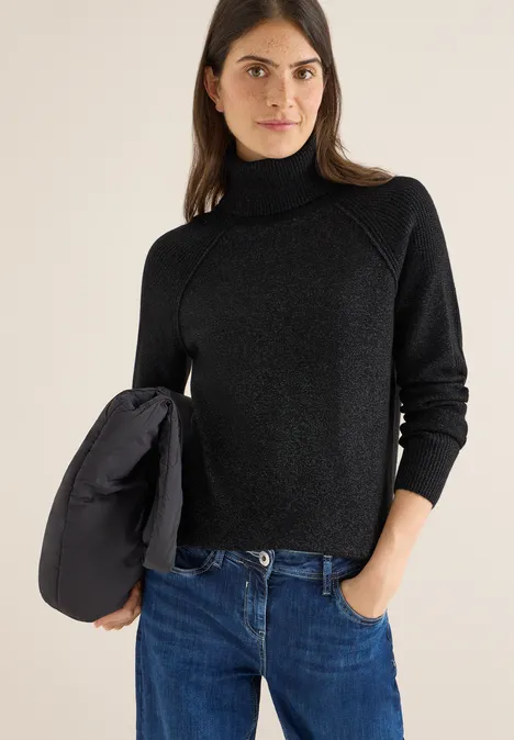 Trui met structuurmix black melange