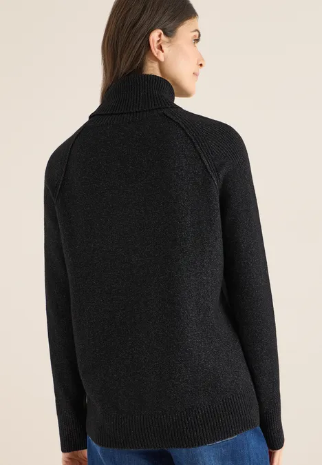 Trui met structuurmix black melange