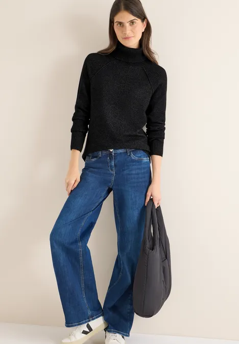 Trui met structuurmix black melange