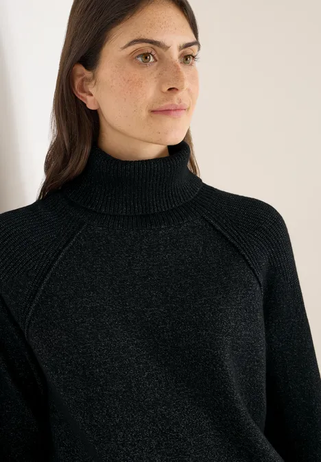 Trui met structuurmix black melange