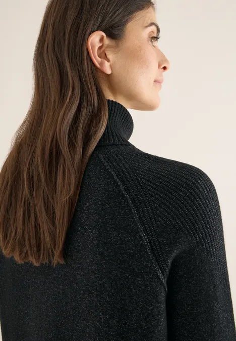 Trui met structuurmix black melange