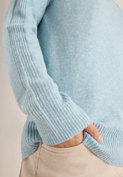 Trui met structuurmix faded blue melange