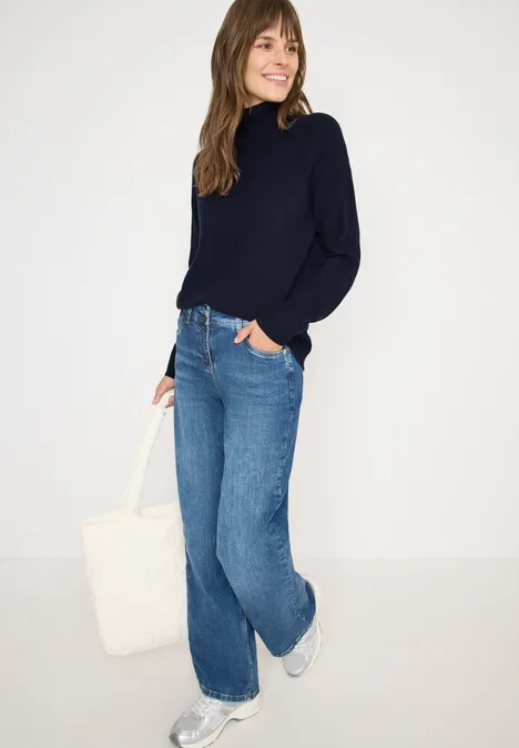 Trui met structuurmix urban dark blue